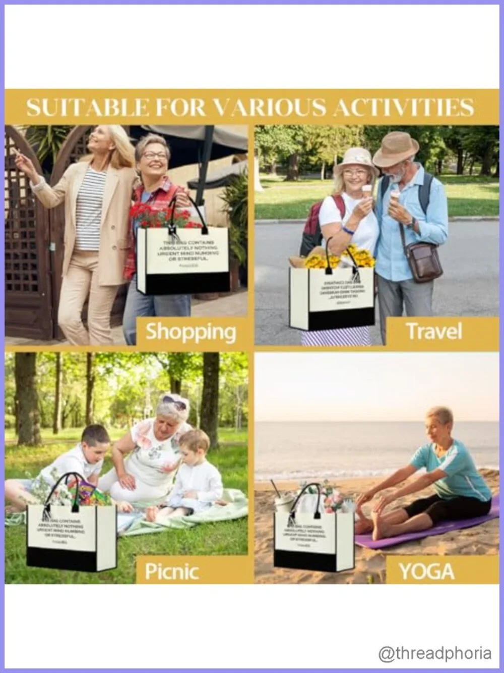 Canvas Tote Bag Retirement Gift Women Travel Beach Shoulder Handbag